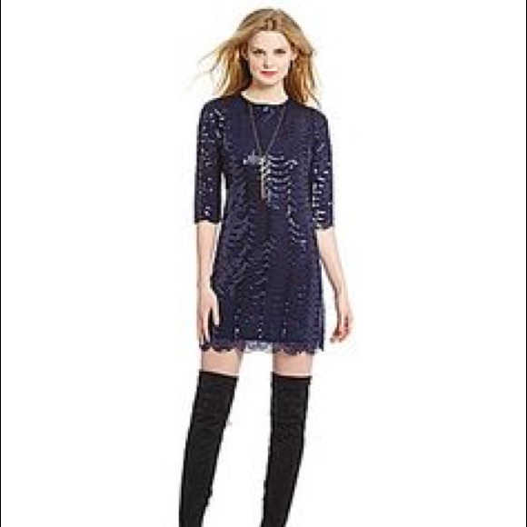 Chelsea & Violet Blue Sequin Scallop Hem Dress - Picture 8 of 8